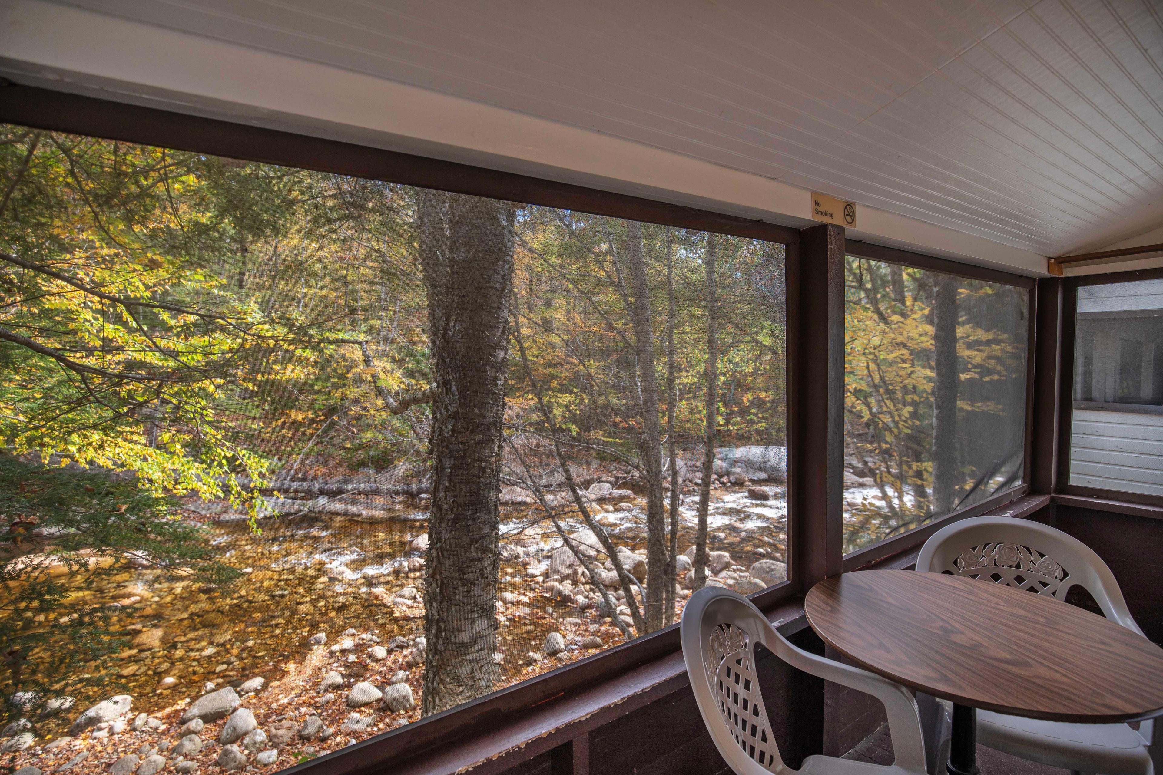 Enjoy nature's beauty from The Flume cabin in Lincoln, NH. #ScenicViews #YearRoundComfort #VacationRental #MountainRetreat