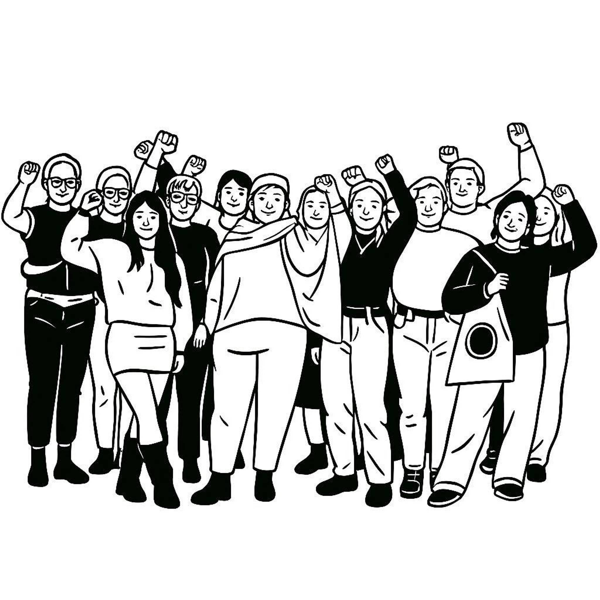 Illustration eines Gruppenfotos der Lila Hilfe e.V.