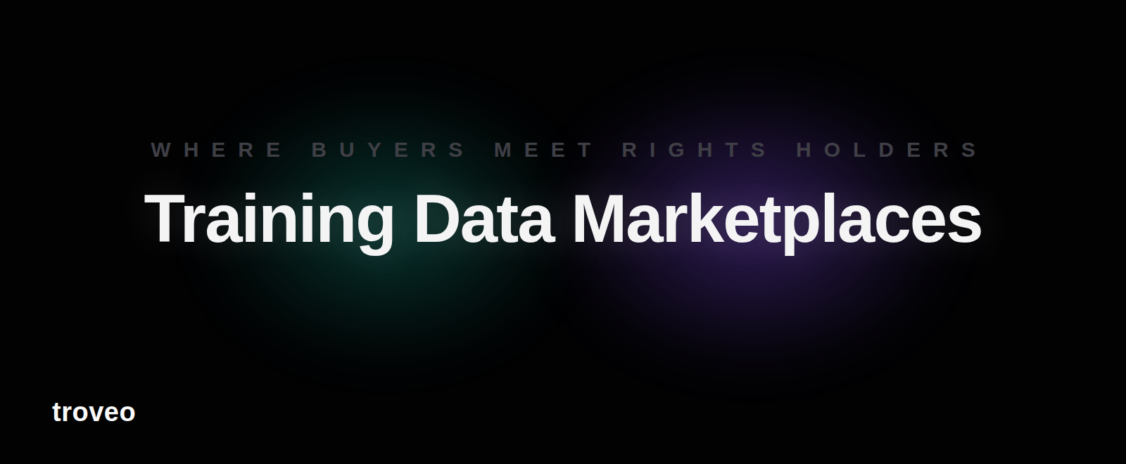 Training Data Marketplaces article banner on a dark background with teal and purple glow