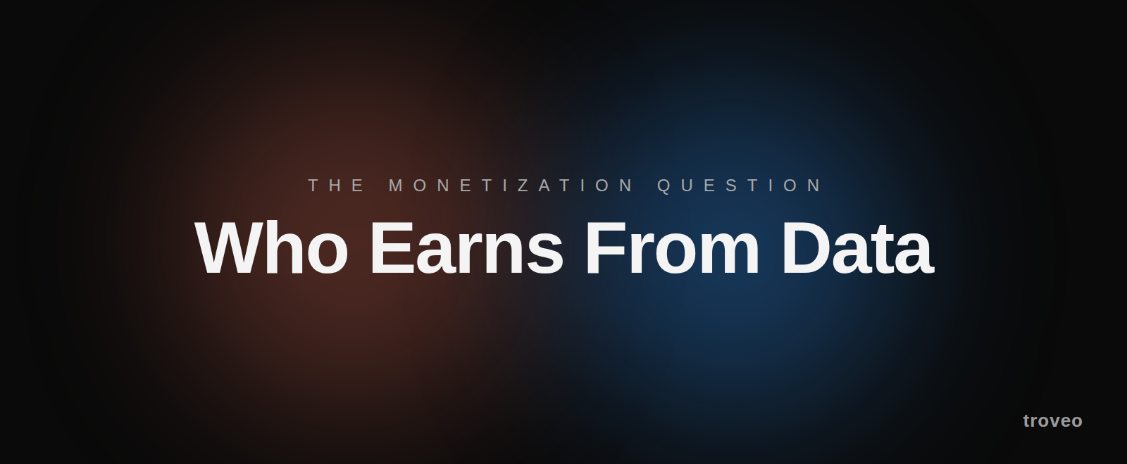 Article banner reading Who Earns From Data, on data monetization companies and examples of who is earning from data