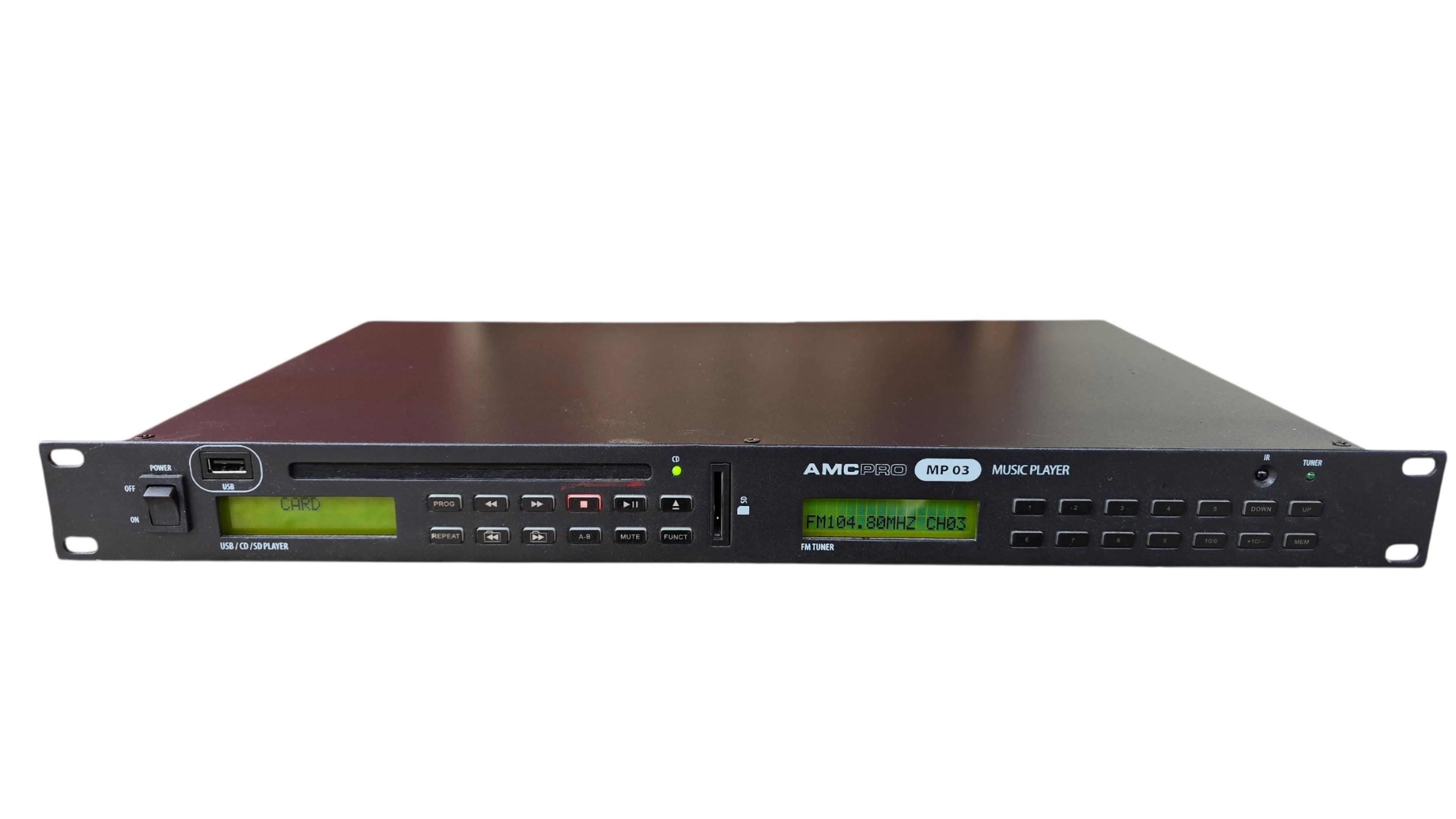 AMC PRO MP03 räkkiasennettava musiikkisoitin CD / FM / USB / SD