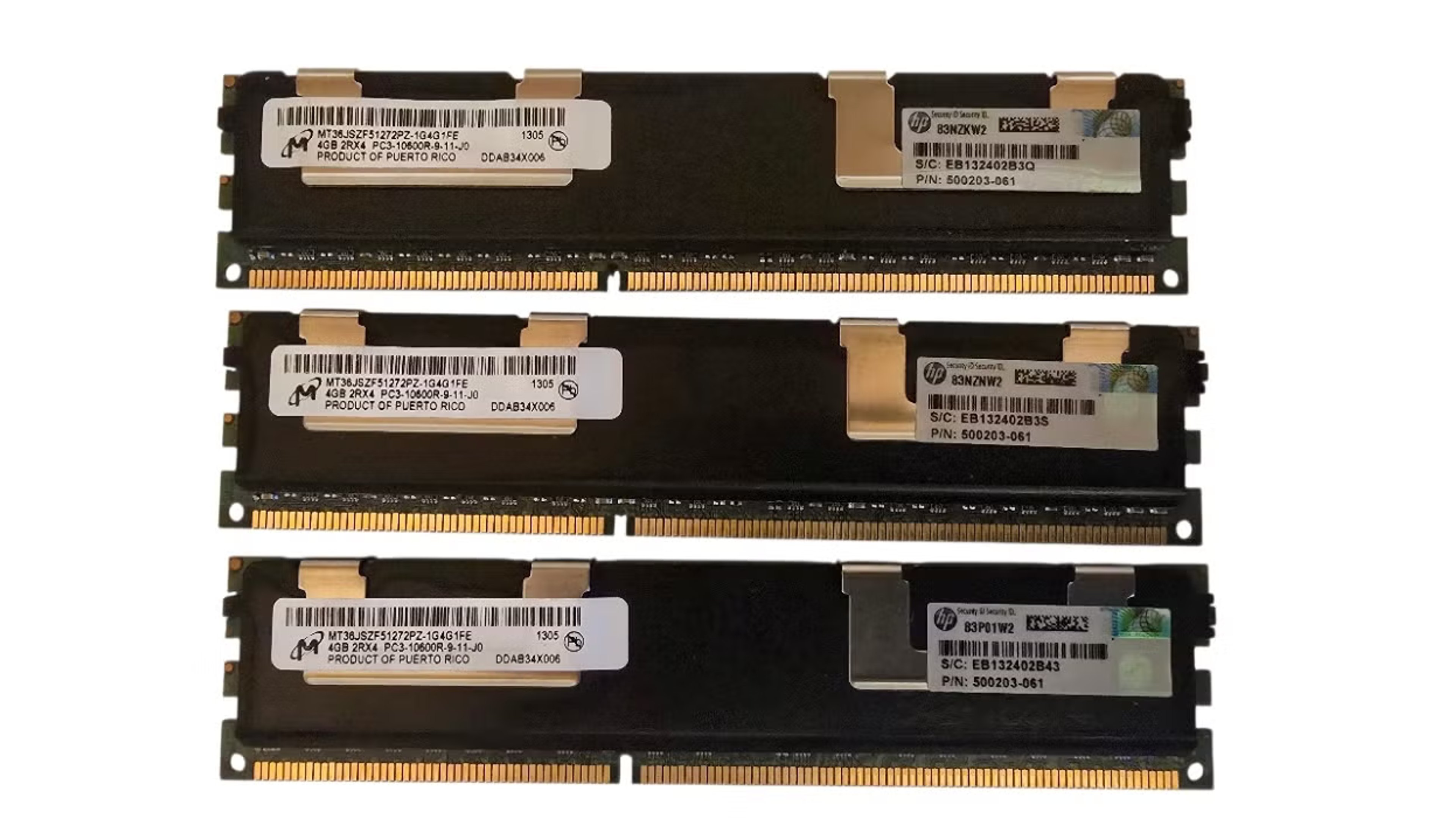 Micron DDR3 palvelinmuisti 12 Gt (3 × 4 Gt) PC3-10600R ECC RDIMM
