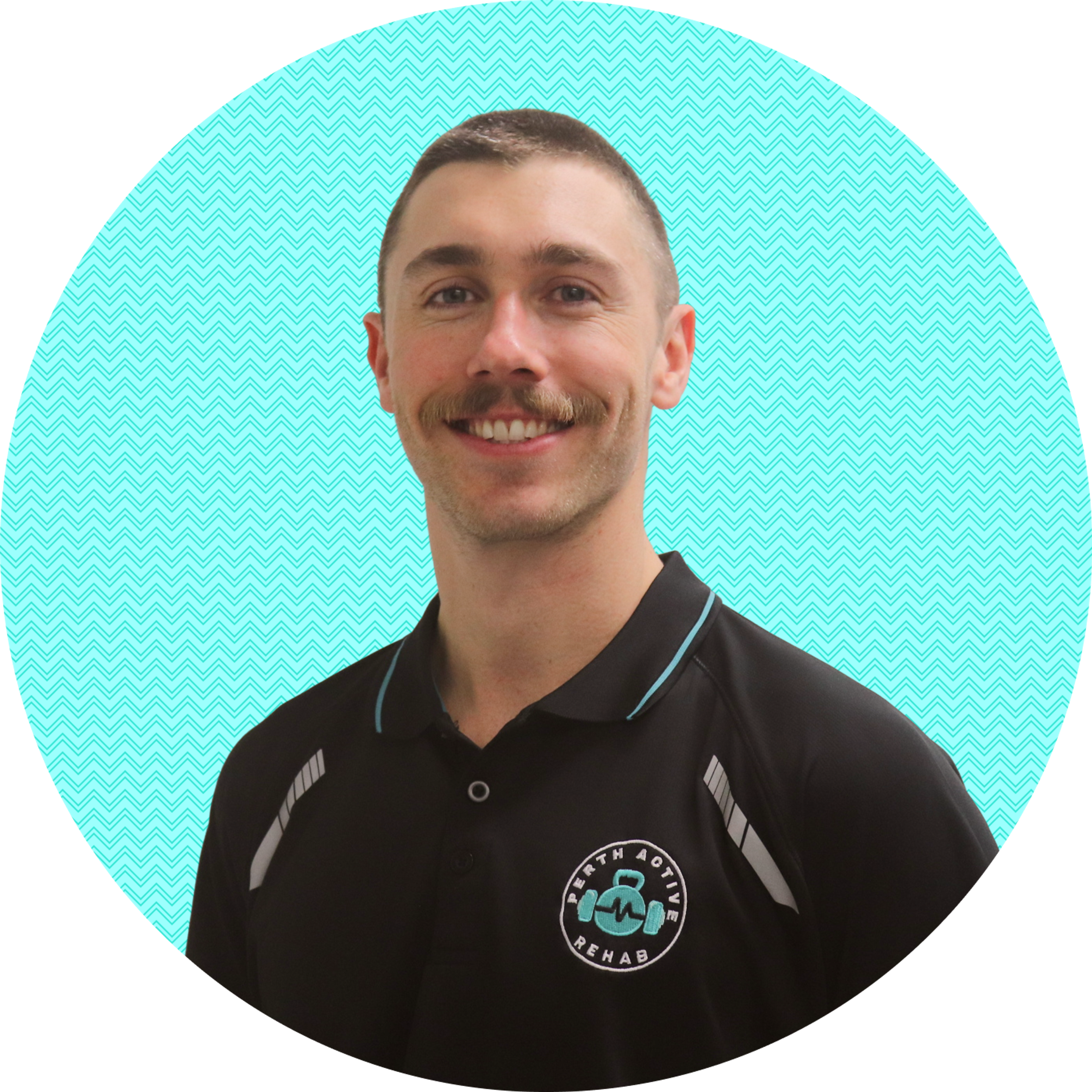 Anthony, founder of Perth Active Rehab, smiling warmly in his team uniform. He radiates confidence, care and approachability.