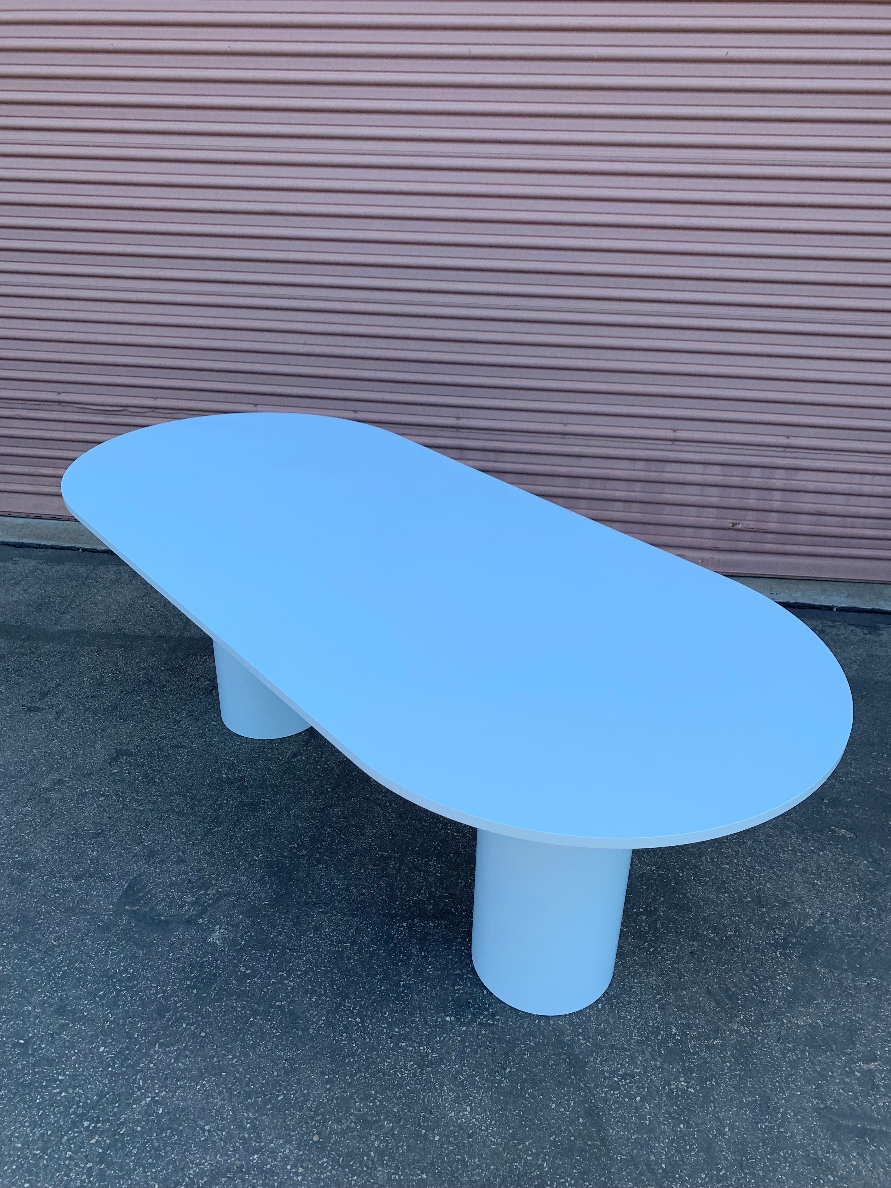  Pill-Shaped Dining Table - Light Blue product image 4
