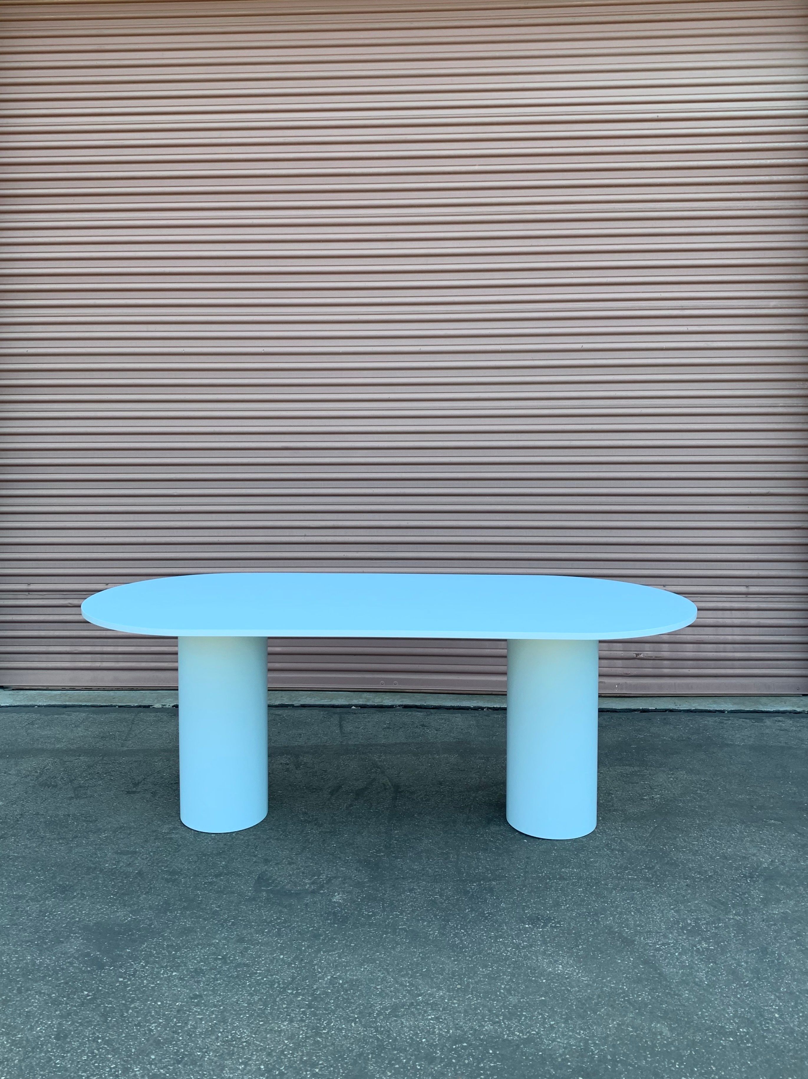  Pill-Shaped Dining Table - Light Blue product image 0