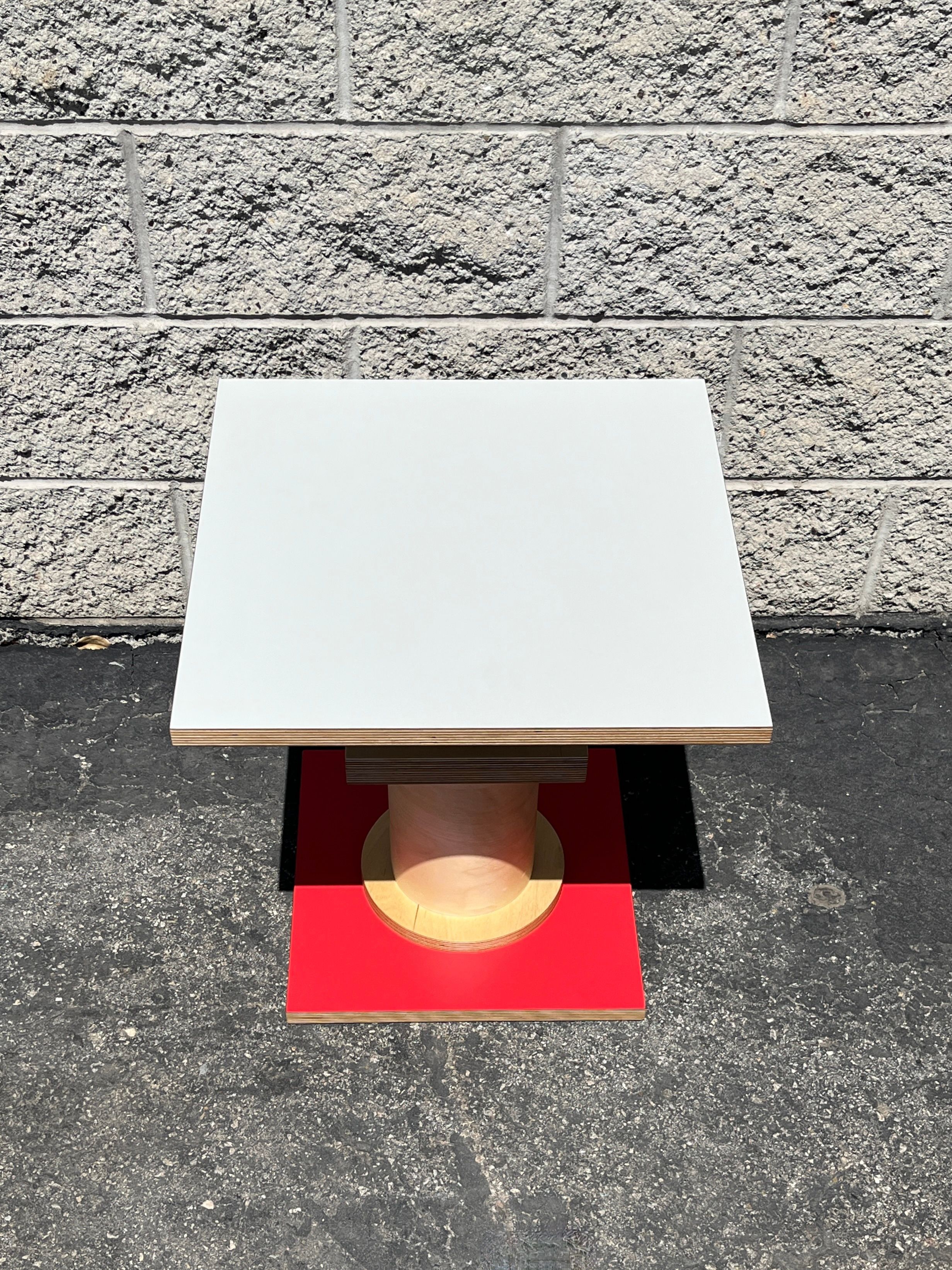  (SOLD OUT) Square Column Table - White / Red product image 1