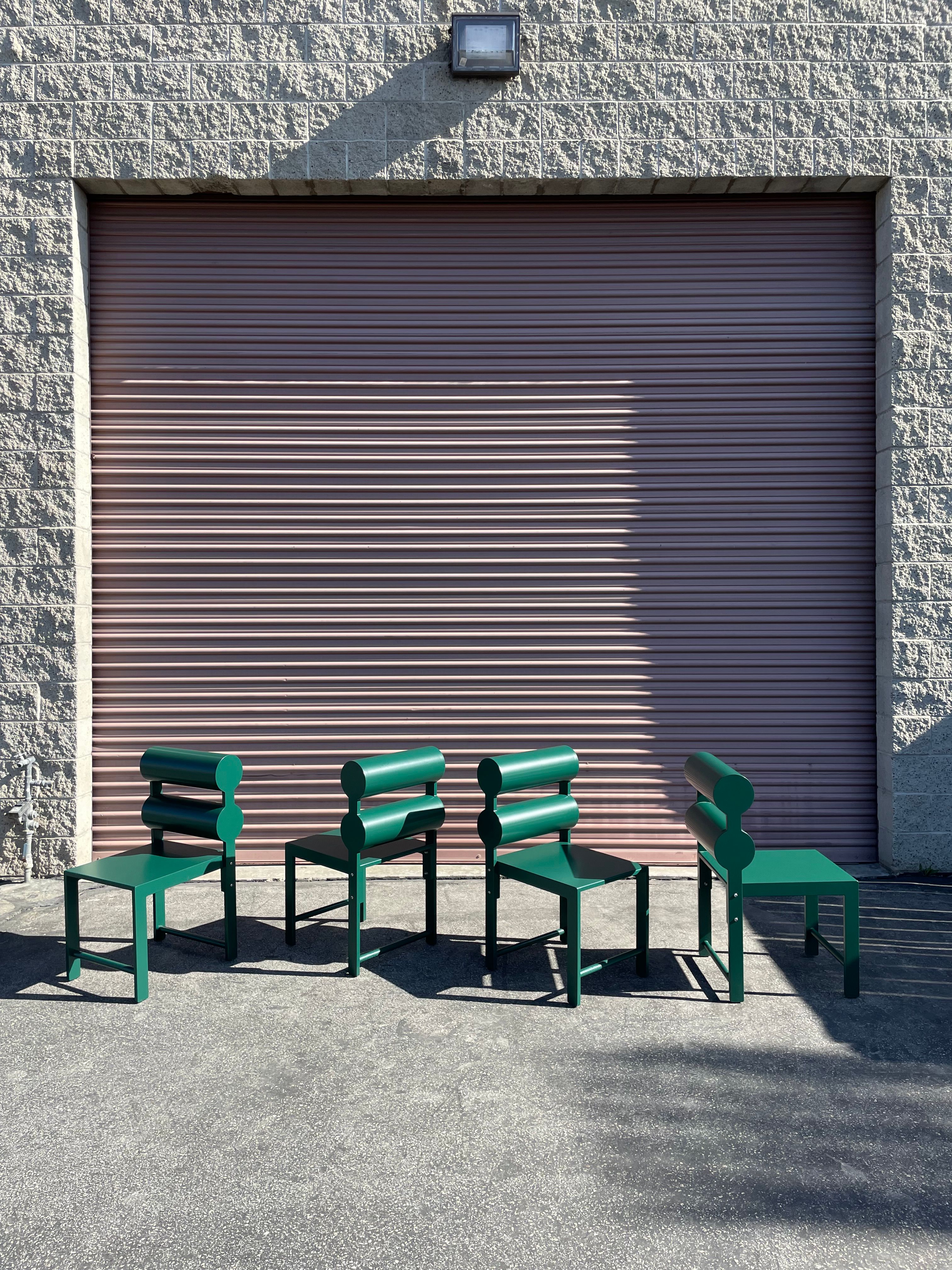  Set of Green Double Cylinder Back Chairs - Folklor LA product image 1