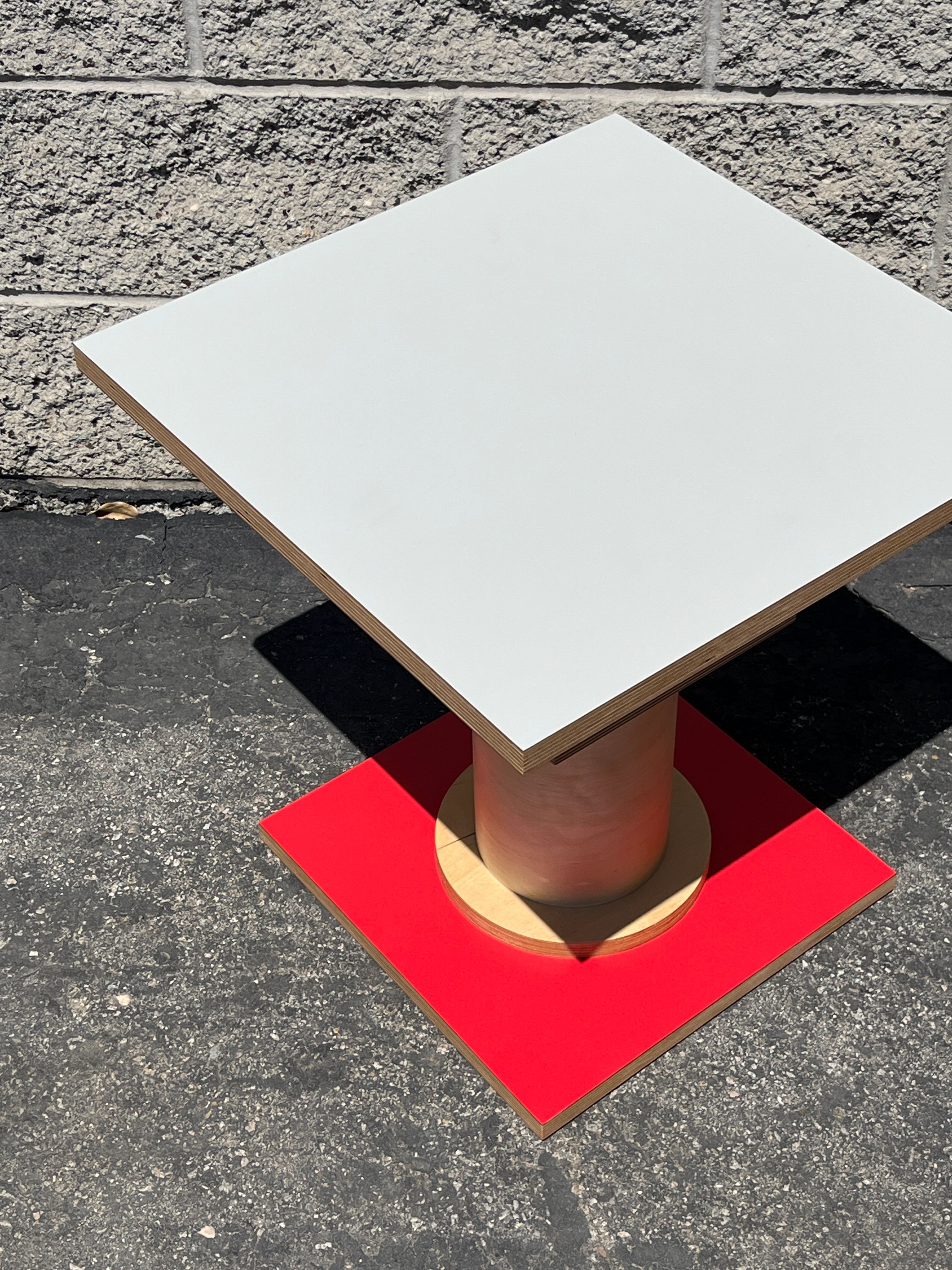  (SOLD OUT) Square Column Table - White / Red product image 4