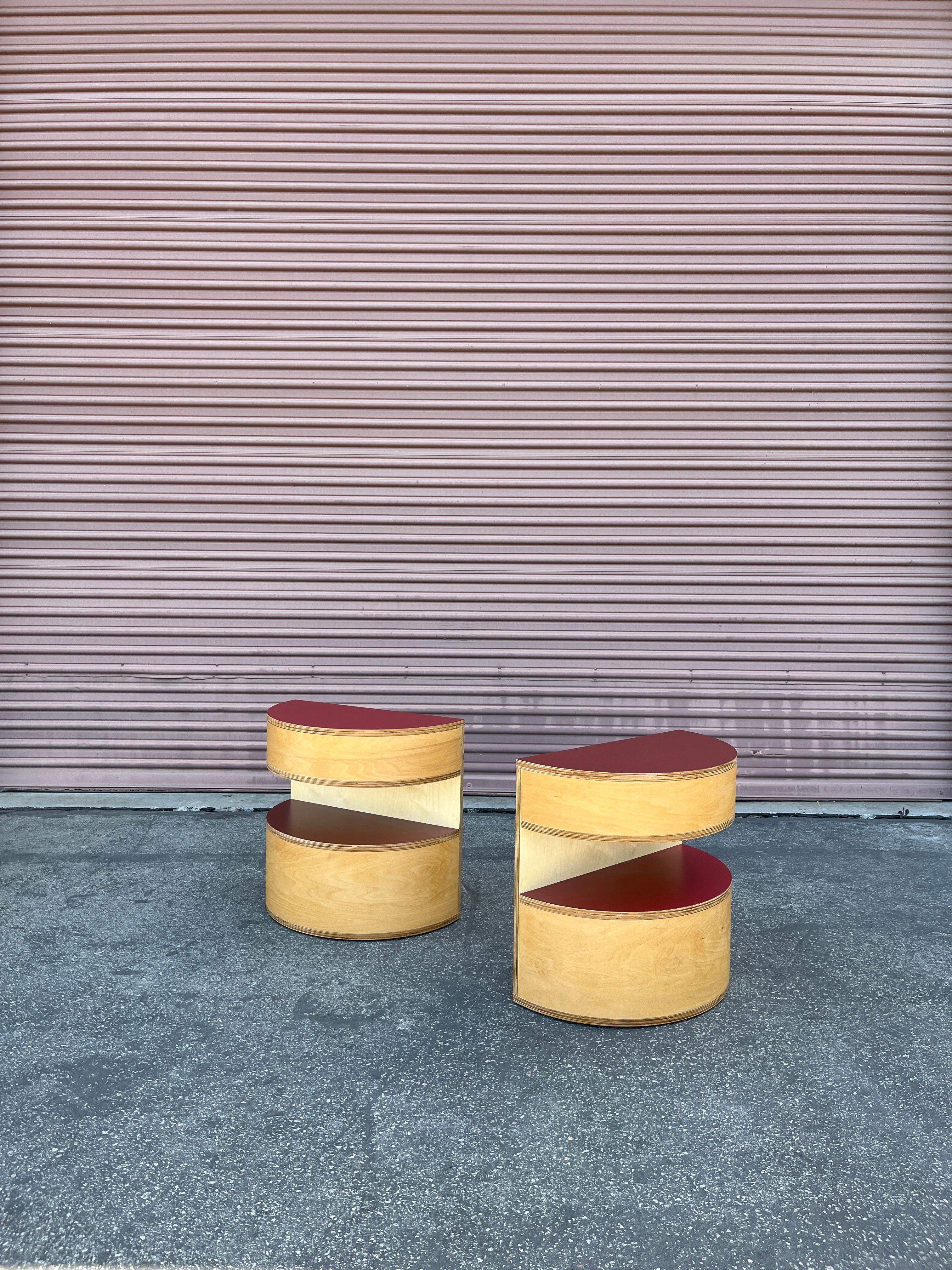  Half Round Side Tables - Red Two Tone product image 1