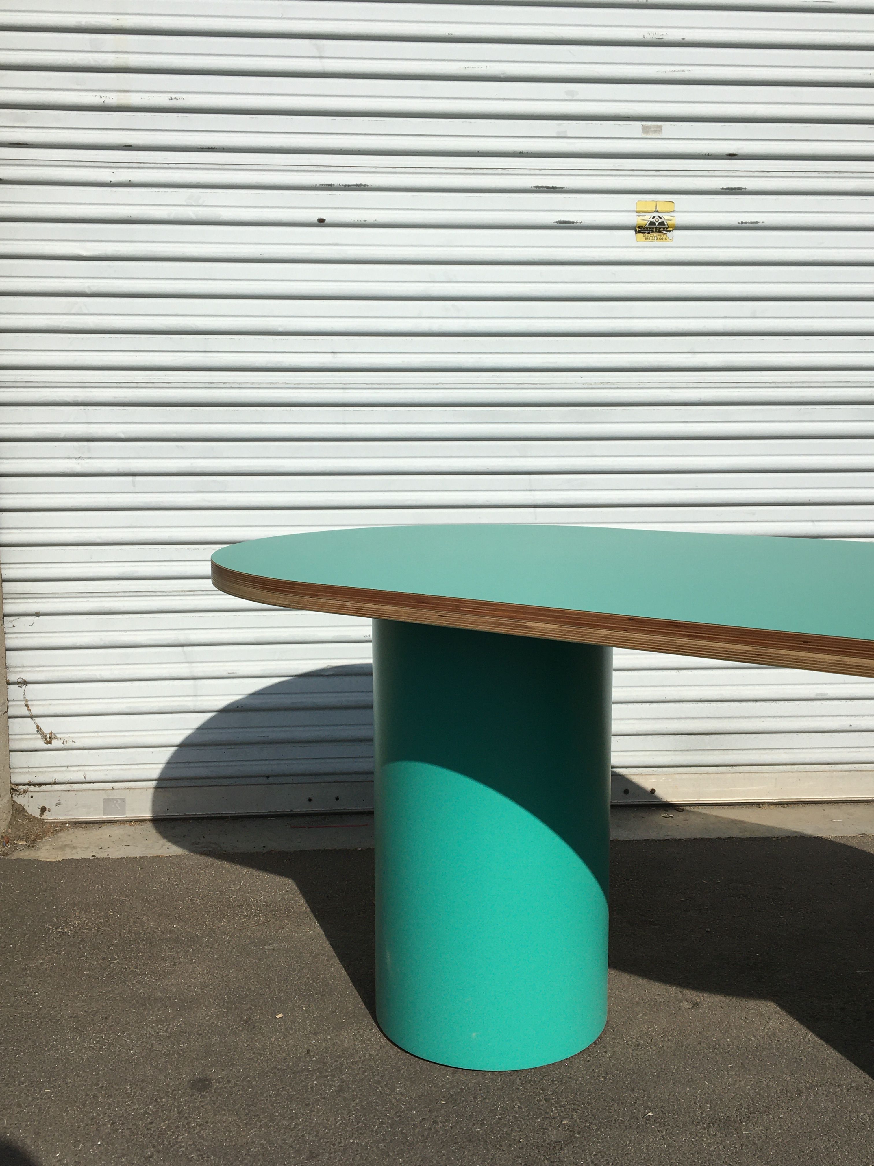  Pill-shaped Dining Table - teal product image 1