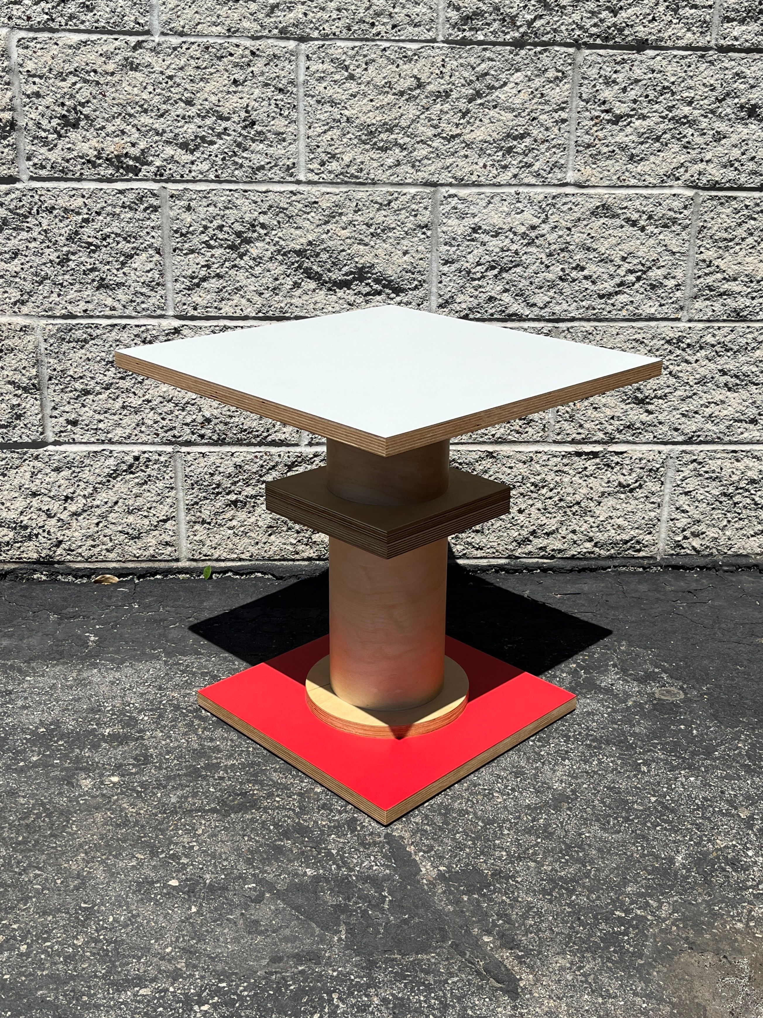  (SOLD OUT) Square Column Table - White / Red product image 3