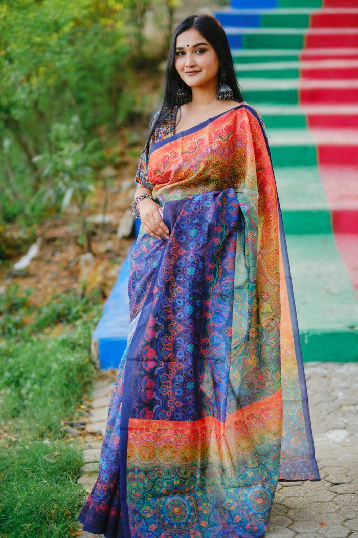 colourful silk saree