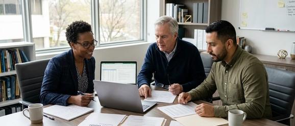 Church leadership team reviewing denominational AI guidance for technology decisions