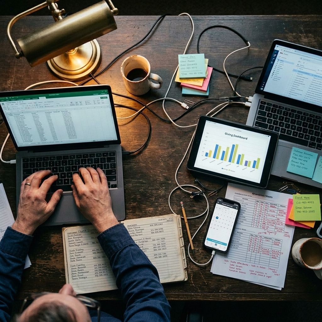 Disconnected church software systems showing integration gaps between platforms