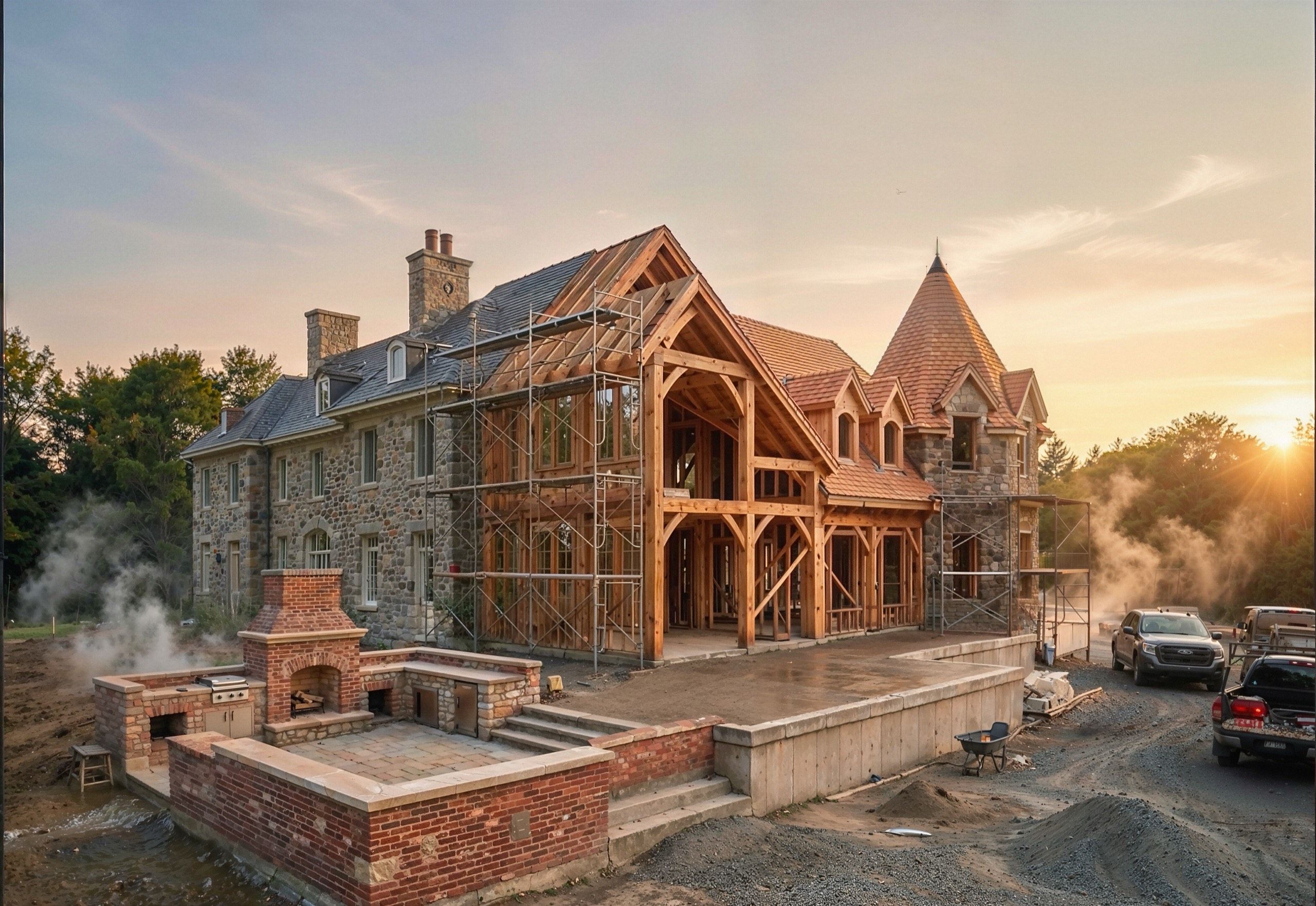 Chantier de construction résidentielle à Montréal - Construction et Maçonnerie JJ