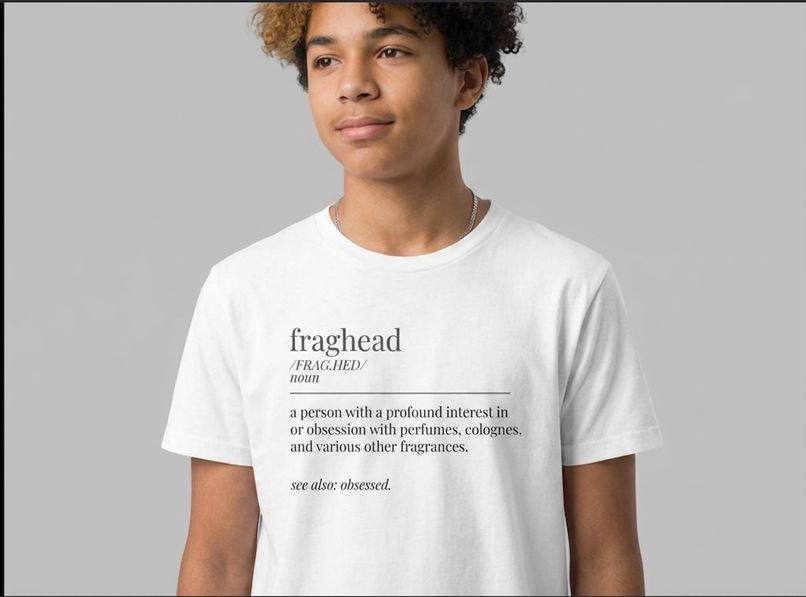 Teenage boy wearing fraghead t-shirt