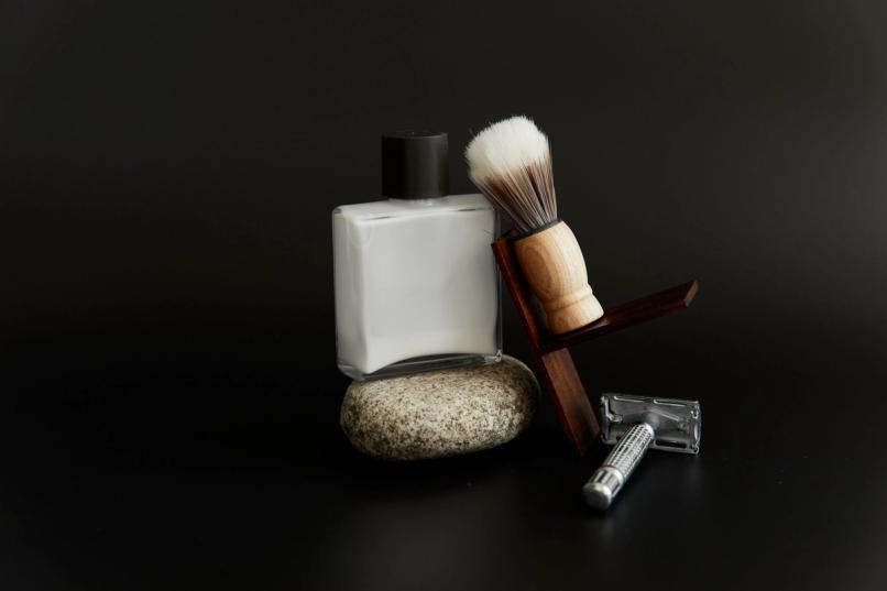 Men's products laid out artfully