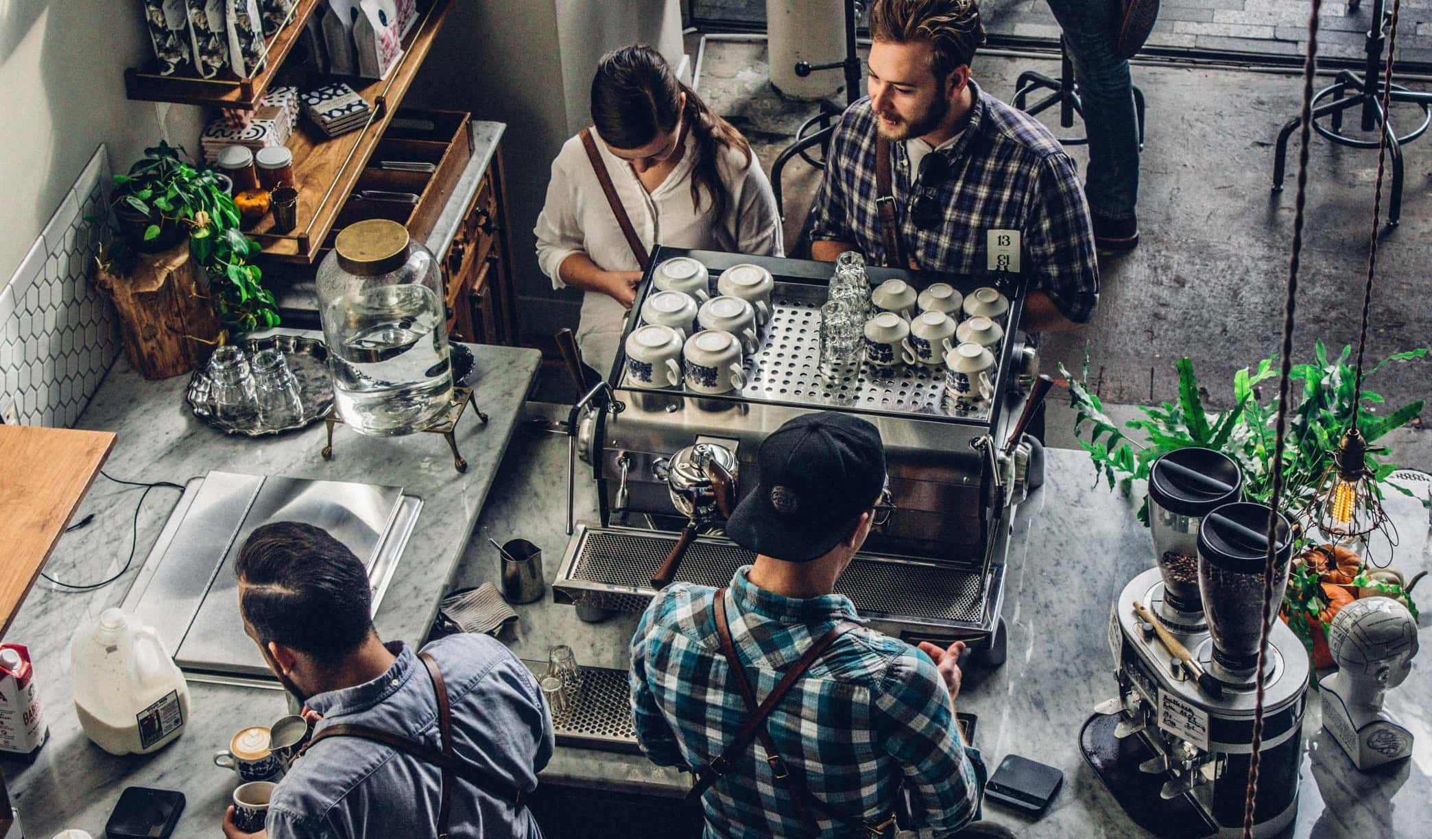 People placing an order at a cafe