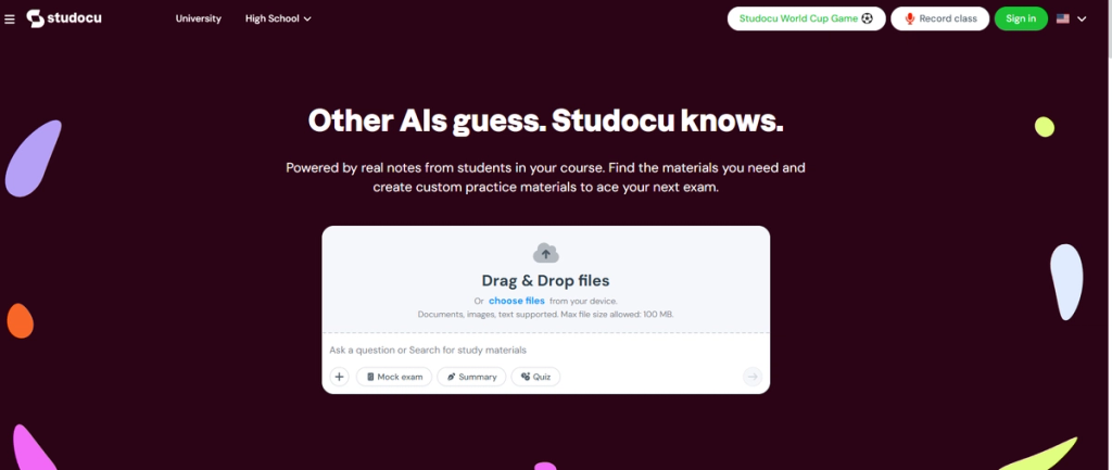 Studocu Homepage