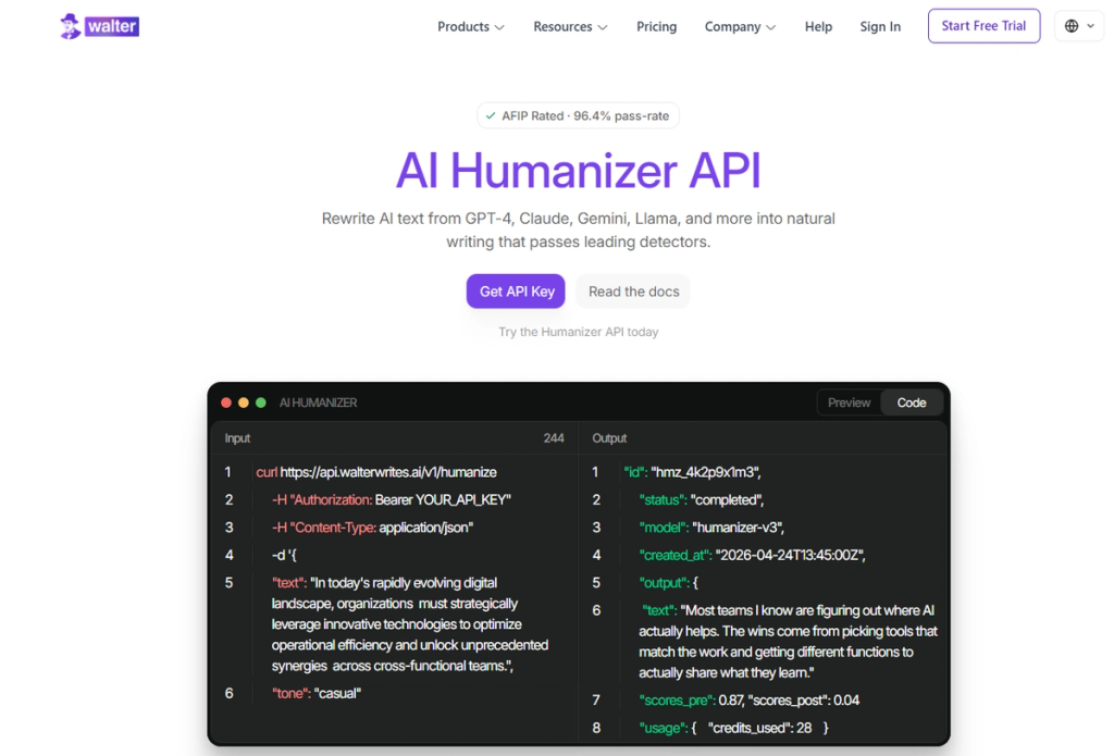 Walter Writes API Page