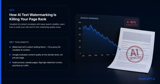 How AI text watermarking correlates with declining page rankings