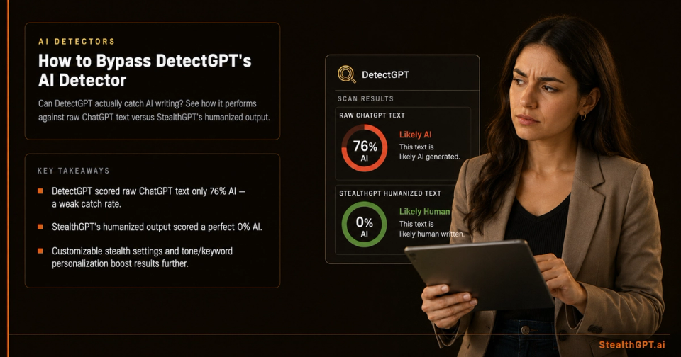 DetectGPT tested against ChatGPT and StealthGPT-humanized content