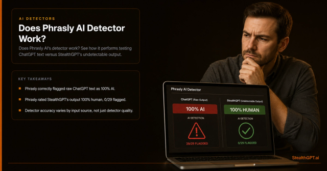 Phrasly AI detector tested against ChatGPT and StealthGPT content