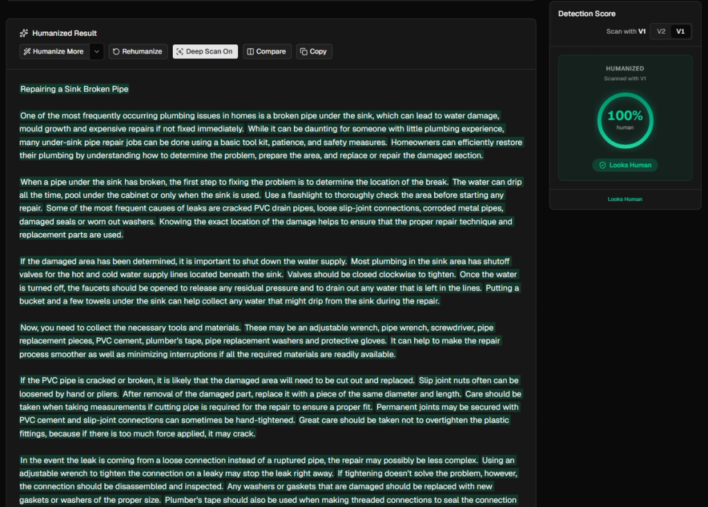 Stealth Writer humanized text