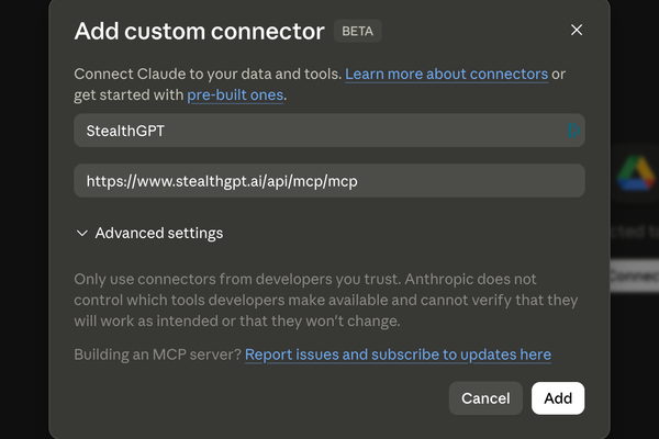 custom connector fields for MCP tool in Claude