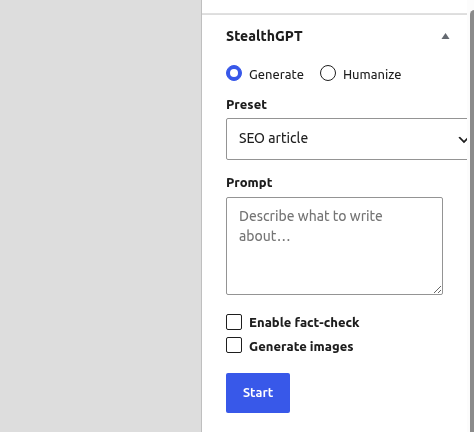Wordpress content page meta box