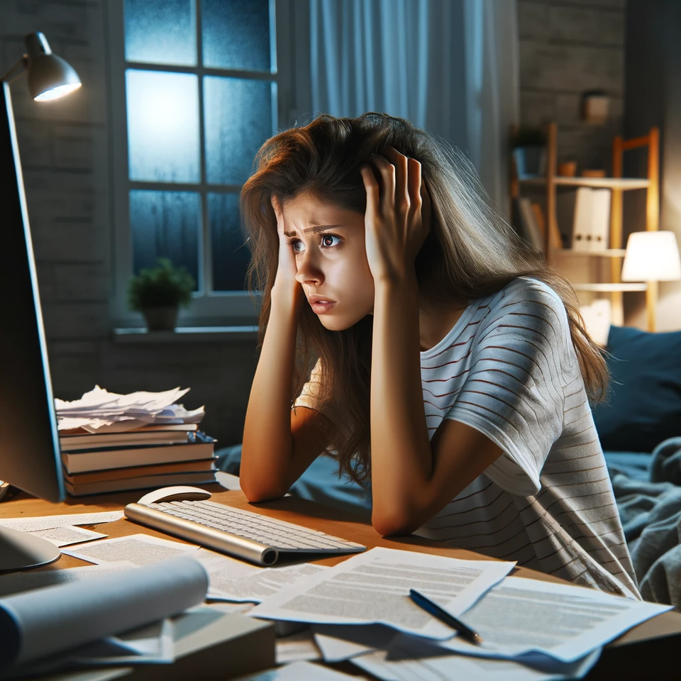 Female College Student Distraught Over Her Computer StealthGPT