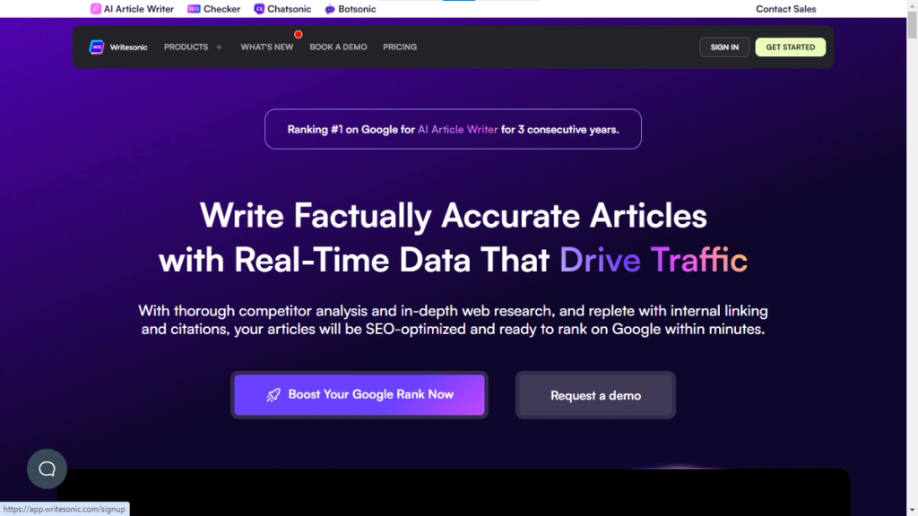 Writesonic Homepage