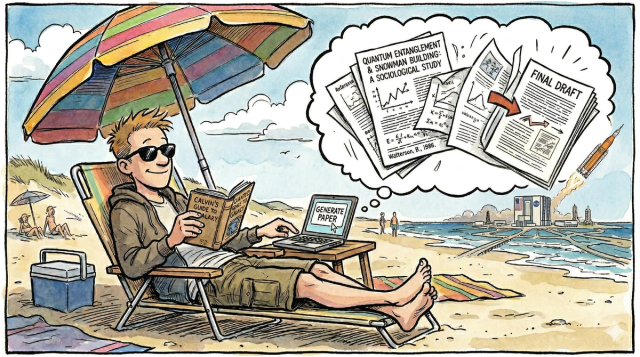 A Guy Relaxing On The Beach Letting Ai Writing His Research Paper