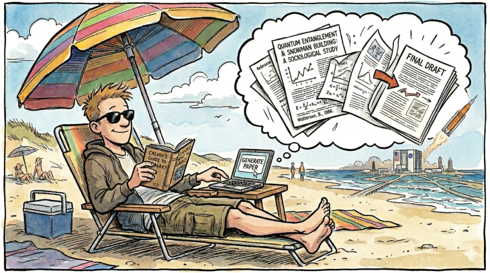 A Guy Relaxing On The Beach Letting Ai Writing His Research Paper