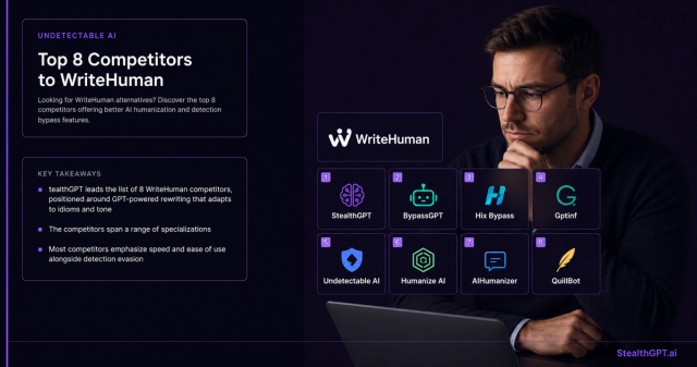 Top 8 WriteHuman competitor tools compared for AI humanization