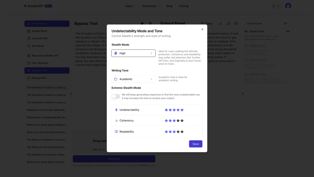 Undetectability Mode And Tone StealthGPT