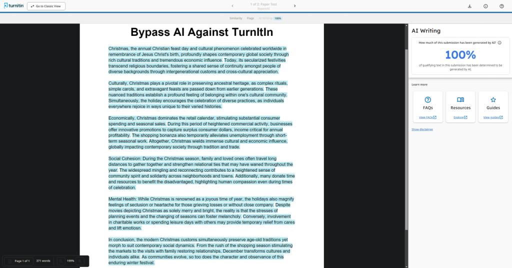 Bypass AI Against TurnItIn Bypass AI Review