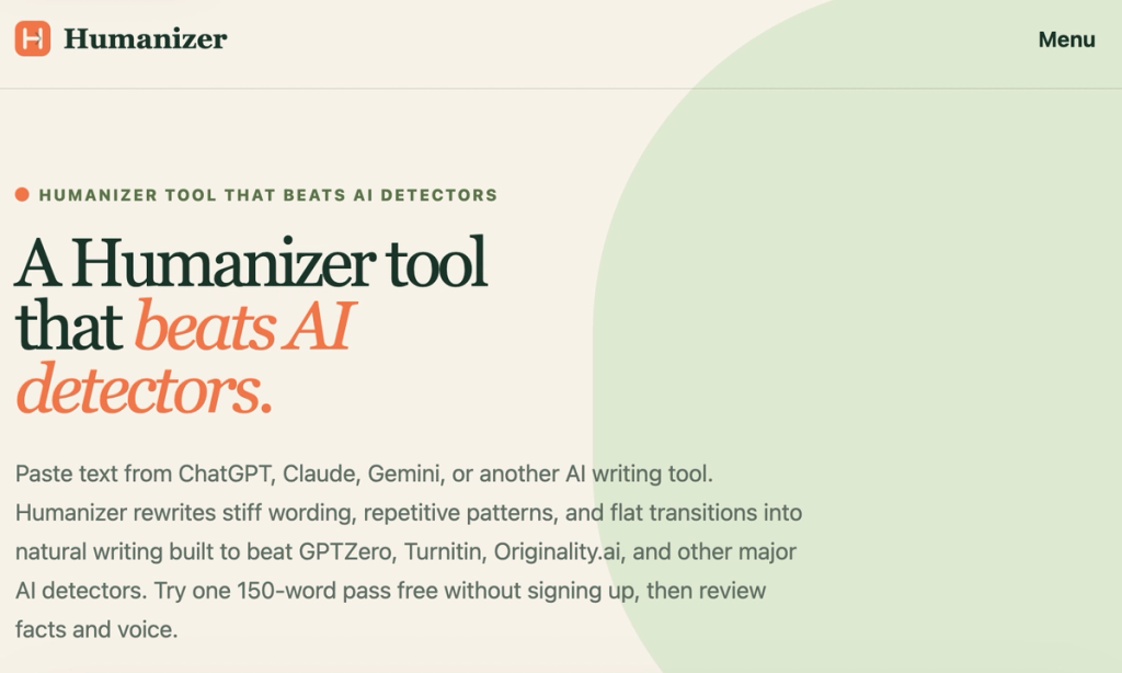 Humanizer.tech homepage