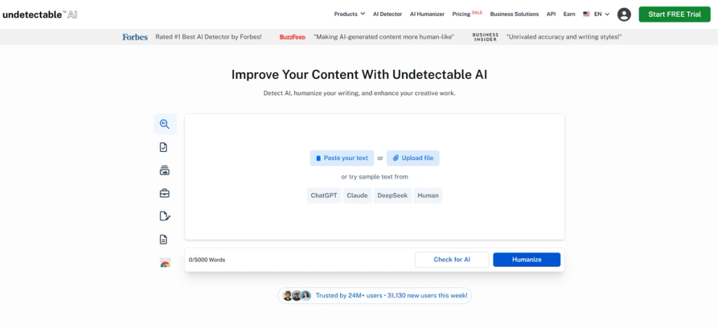 Undetectable AI Homepage