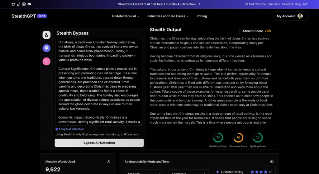 StealthGPT Paraphraser Tool Bypass AI Review