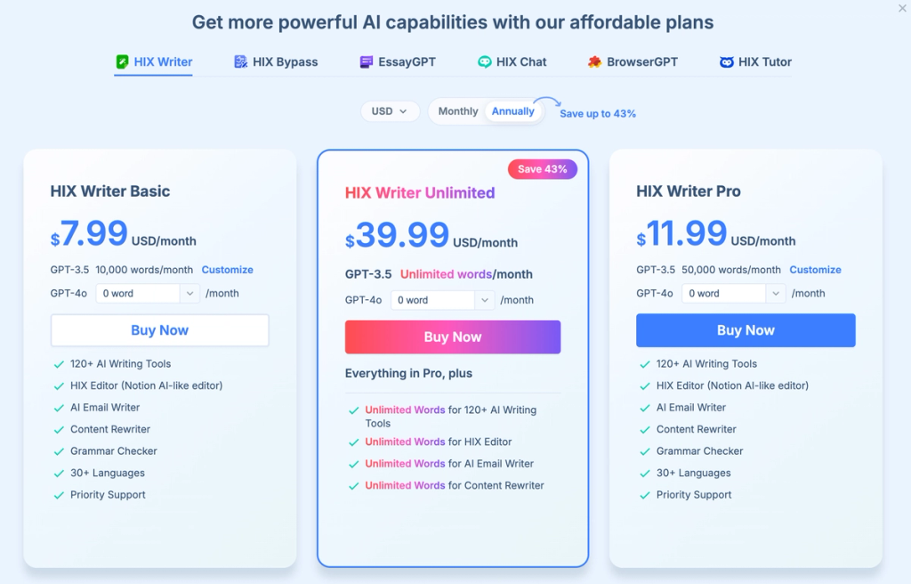 Hix Pricing