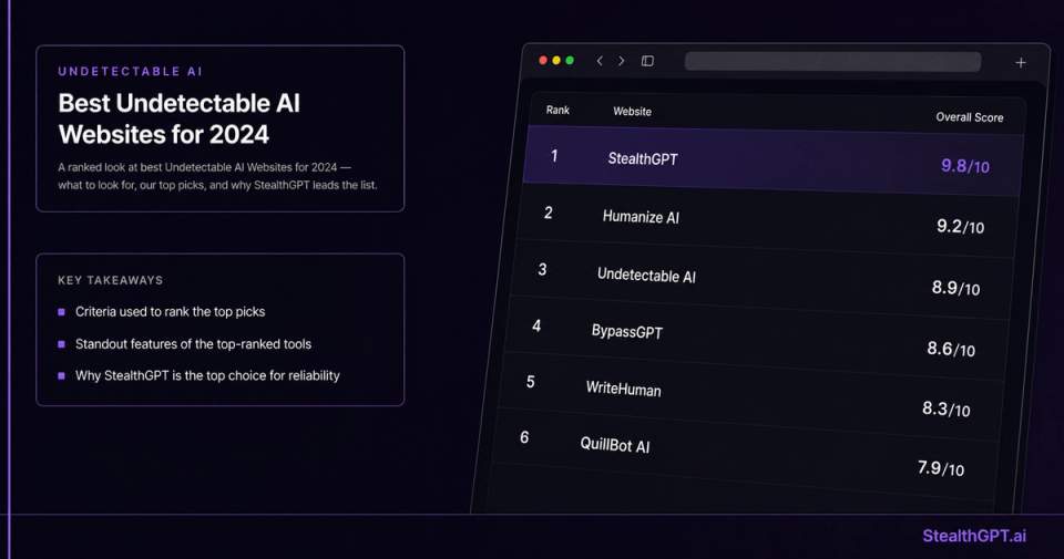 Best undetectable AI websites for 2024 — ranked by detection bypass rate and features