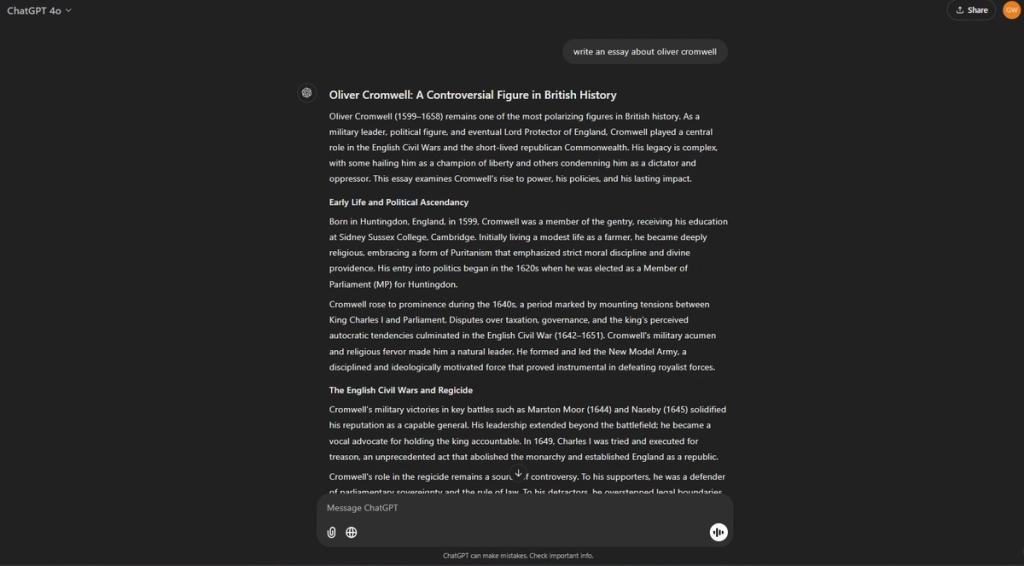 Cromwell ChatGPT Essay StealthGPT