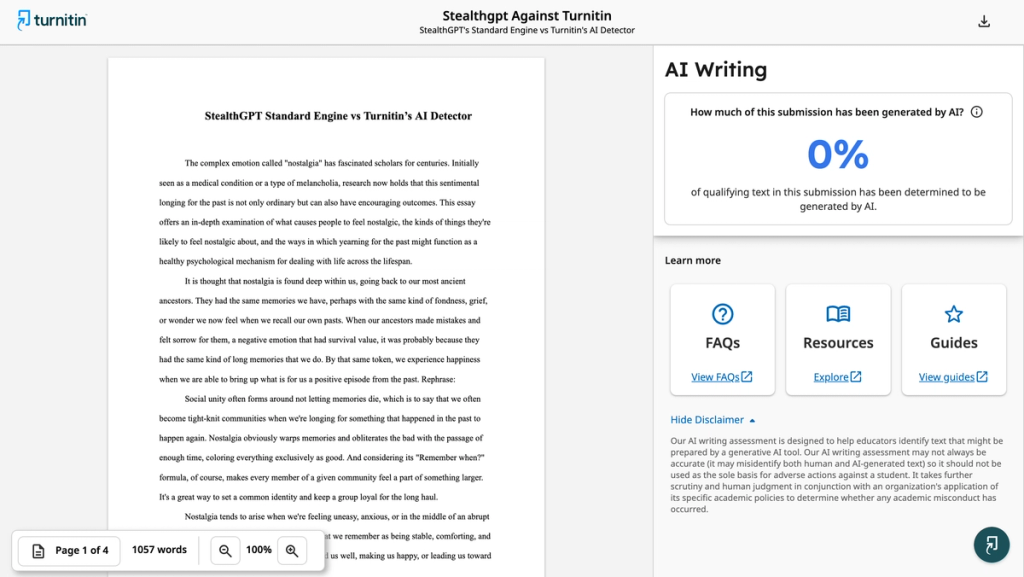 StealthGPT'S Standard Engine Vs Turnitin