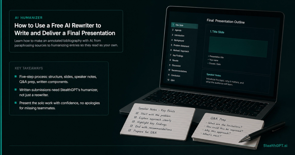 Using a free AI rewriter to build a solo final presentation in 48 hours