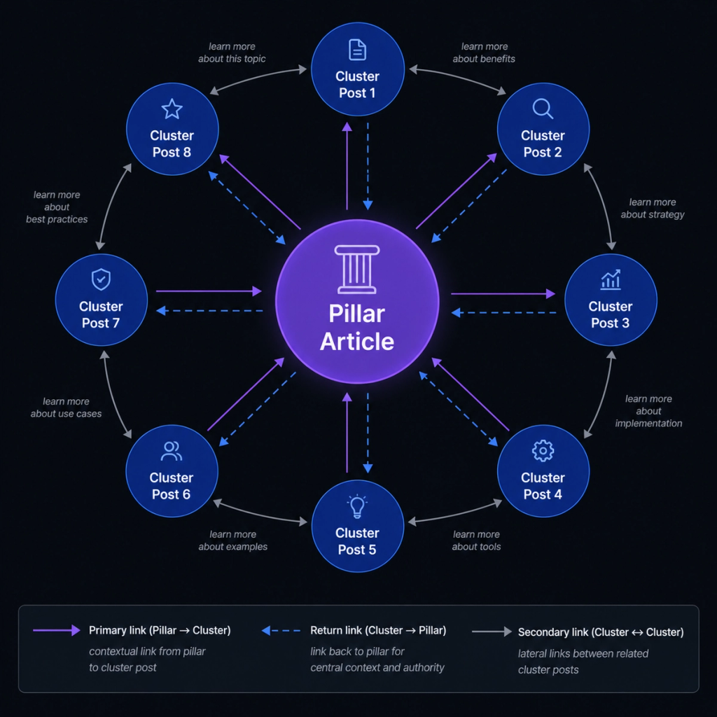 how link equity spreads in a pillar cluster