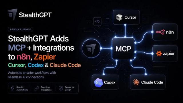 StealthGPT adds MCP plus integrations to n8n, Zapier, Cursor, Codex, and Claude Code