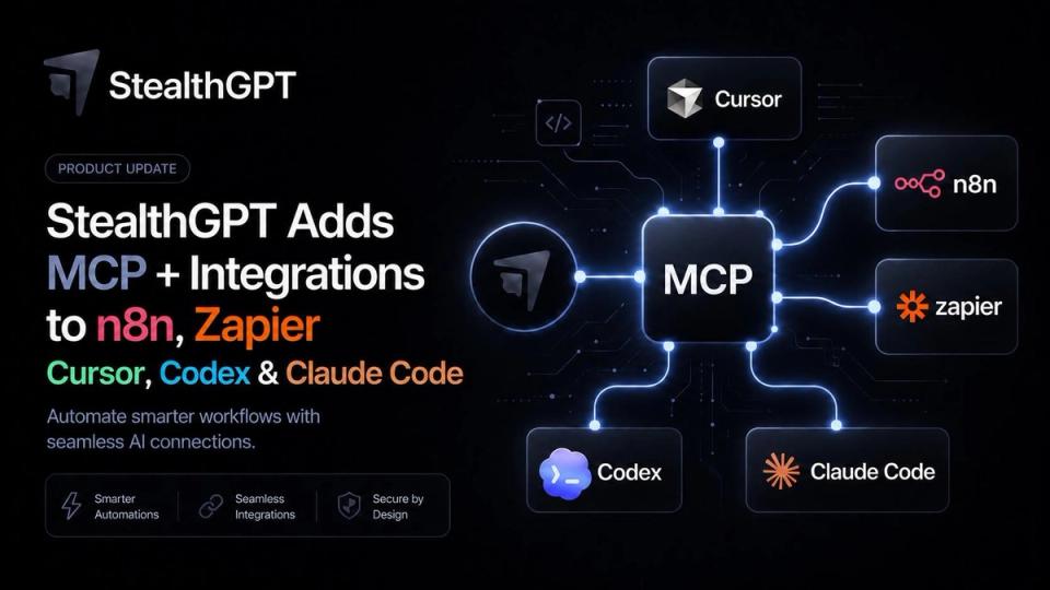 StealthGPT adds MCP plus integrations to n8n, Zapier, Cursor, Codex, and Claude Code