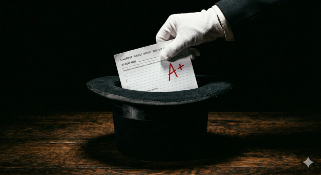 Magician Pulling Out An A Paper Out Of A Hat