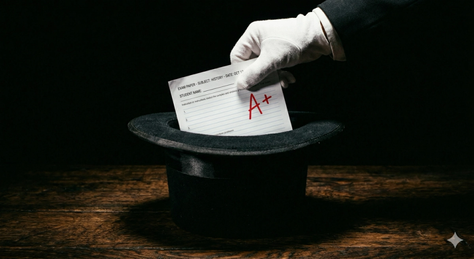 Magician Pulling Out An A Paper Out Of A Hat